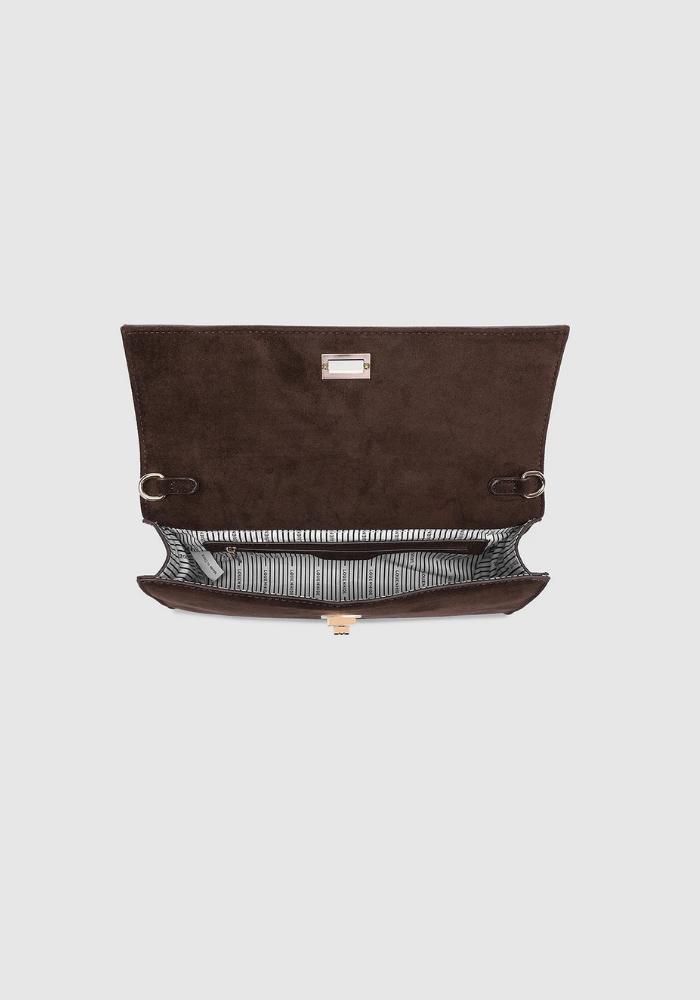 LOUENHIDE DELANEY SUEDETTE CLUTCH - CHOCOLATE