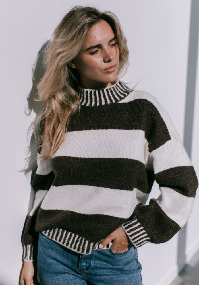 TILLY OVERSIZED KNIT - CHOCOLATE STRIPE