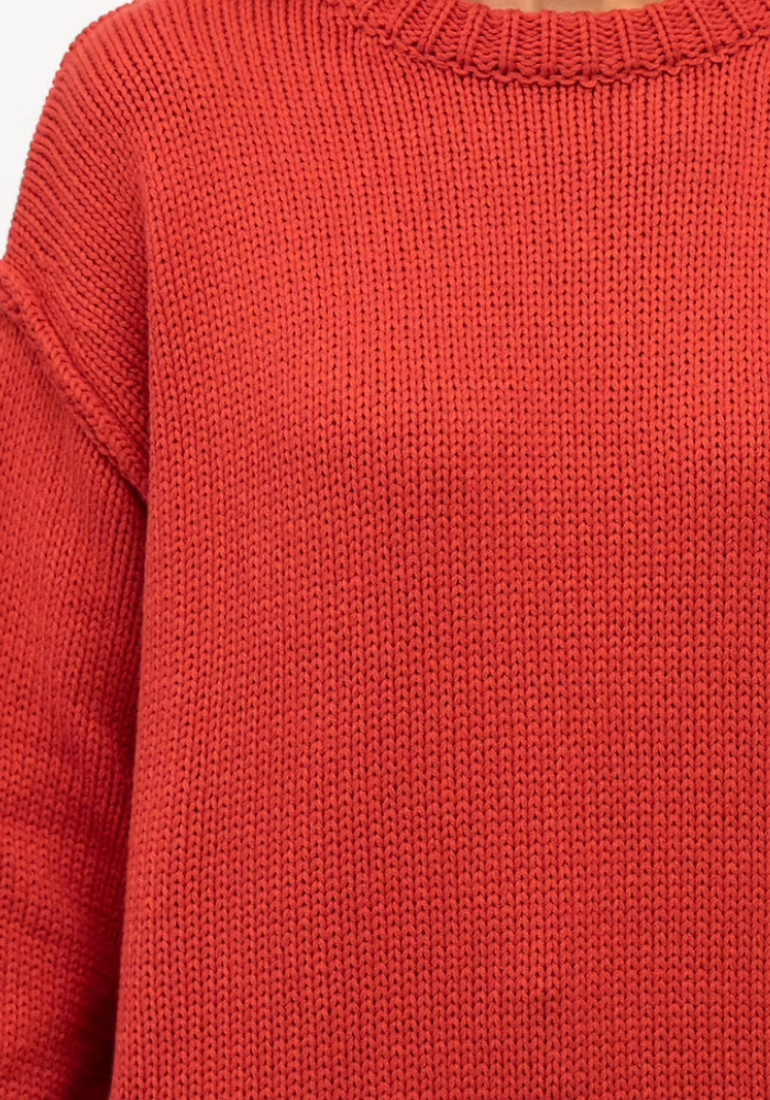 CLARA RELAXED COTTON KNIT - BRICK RED