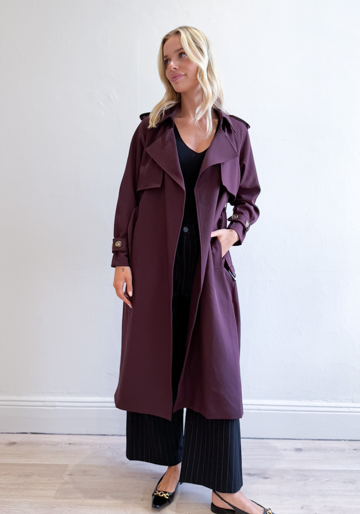 Load image into Gallery viewer, TALIA TRENCH COAT - CHERRY