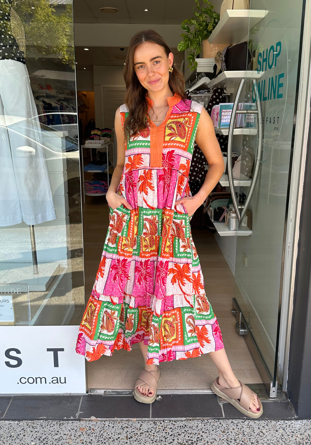 LULALIFE ANGELIKA MIDI DRESS - MELON