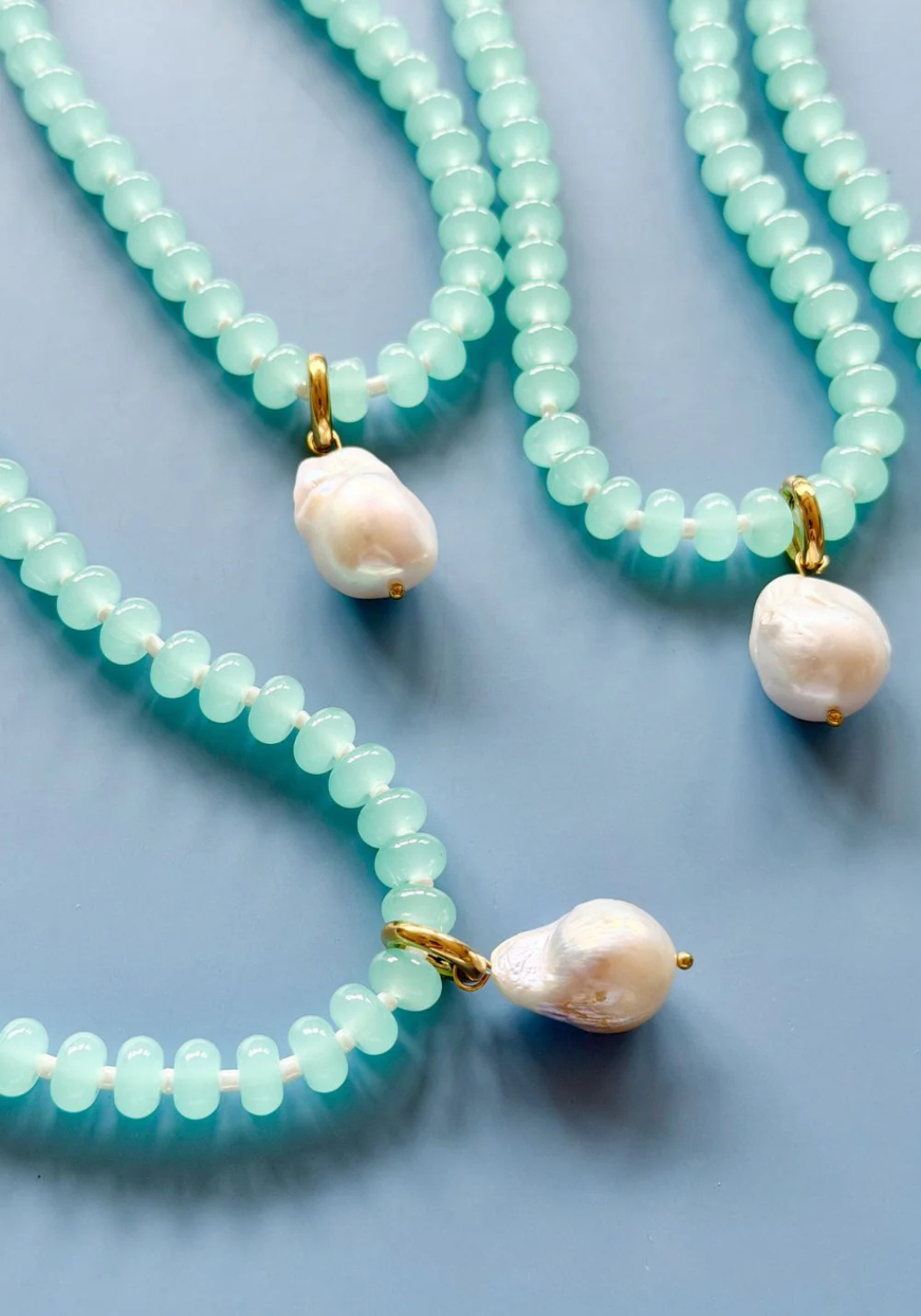 MOSK MELBOURNE PEARL PENDENT NECKLACE - JADE GREEN