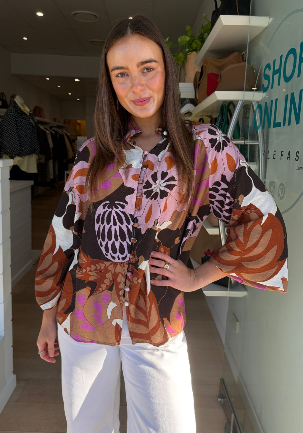 MALTA BLOUSE - NEUTRAL PRINT
