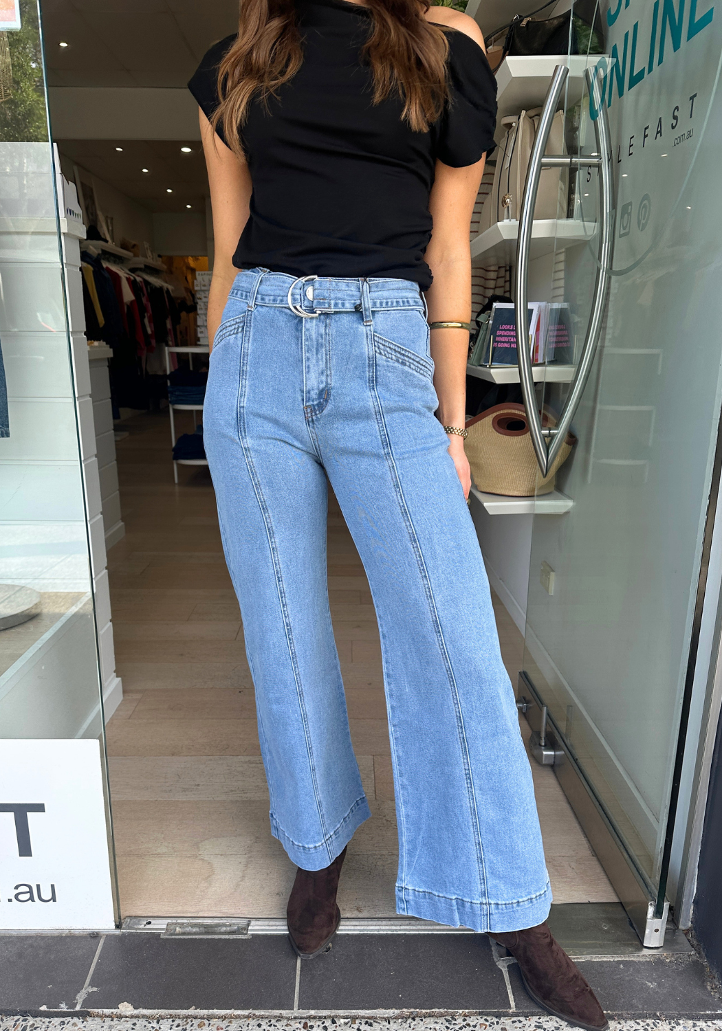 TYLER HIGH WAISTED WIDE LEG JEAN - LIGHT BLUE