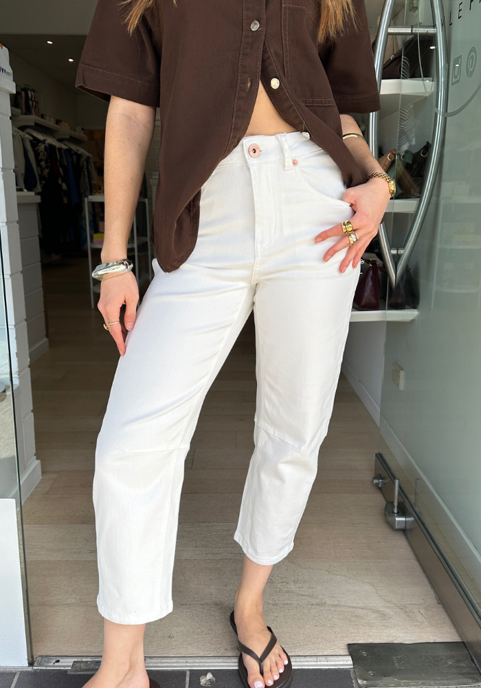 TONI BARREL JEANS - WHITE