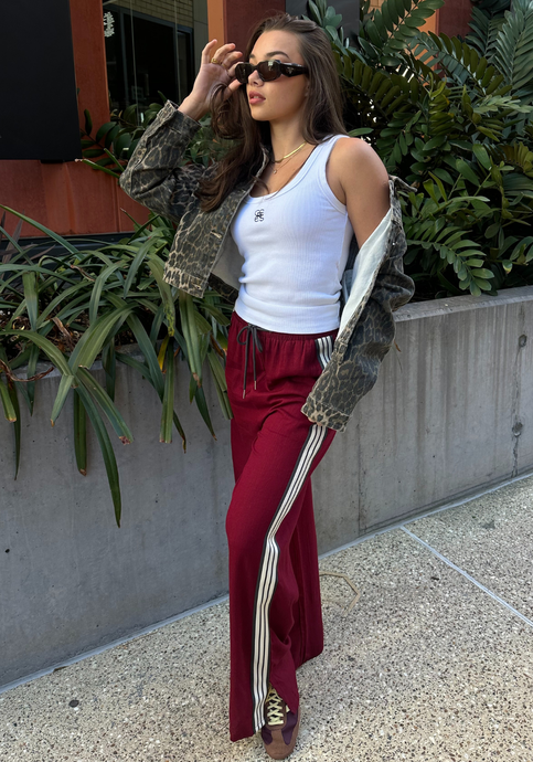 IVY RELAXED LINEN PANT - BURGUNDY