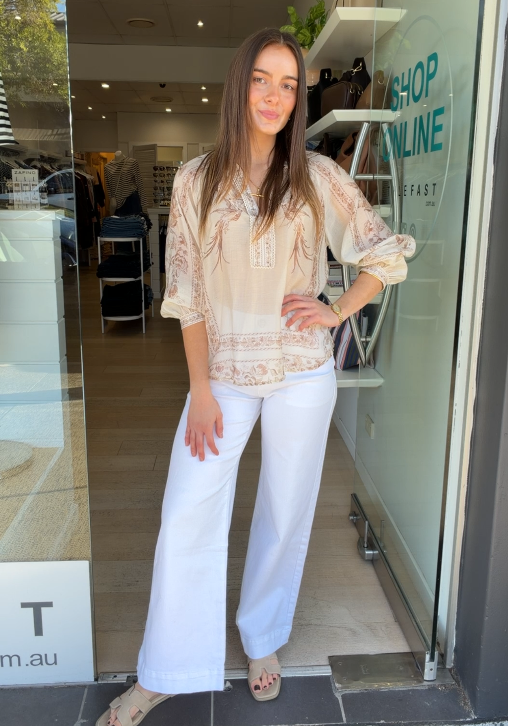 FREYA BLOUSE - NEUTRAL PRINT
