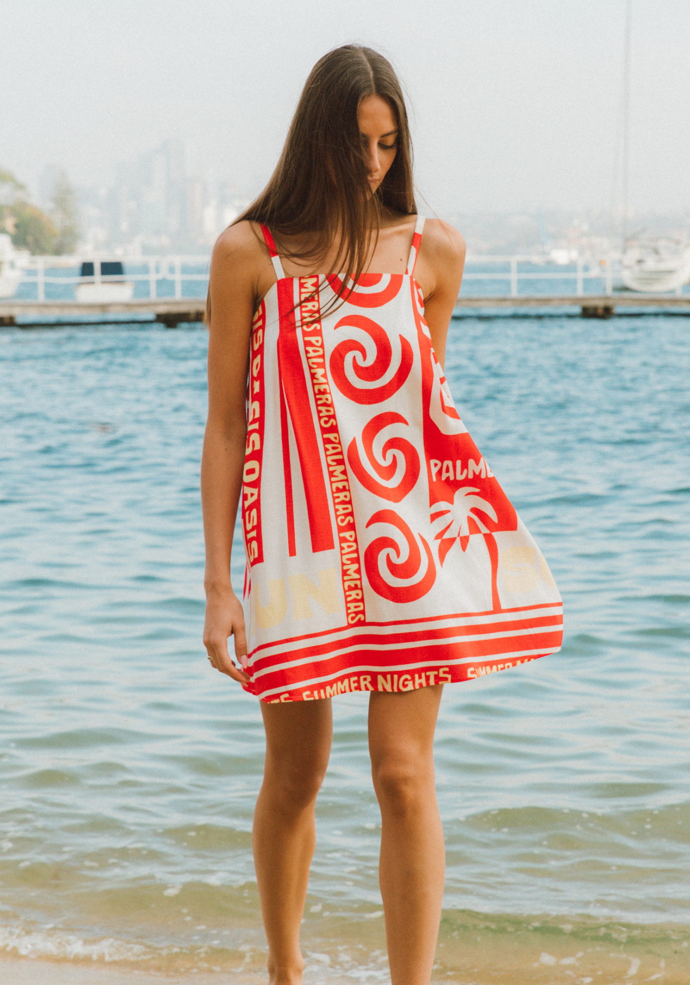 PALMERAS MINI DRESS - RED PRINT