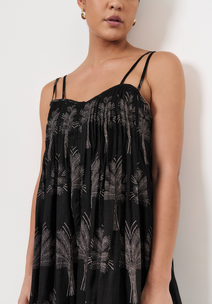 ADORNE INDRA PINTUCK MAXI DRESS - PALM PRINT