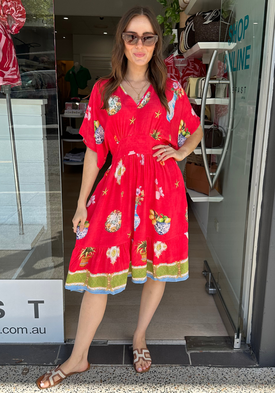 BONNIE MINI DRESS - RED PRINT