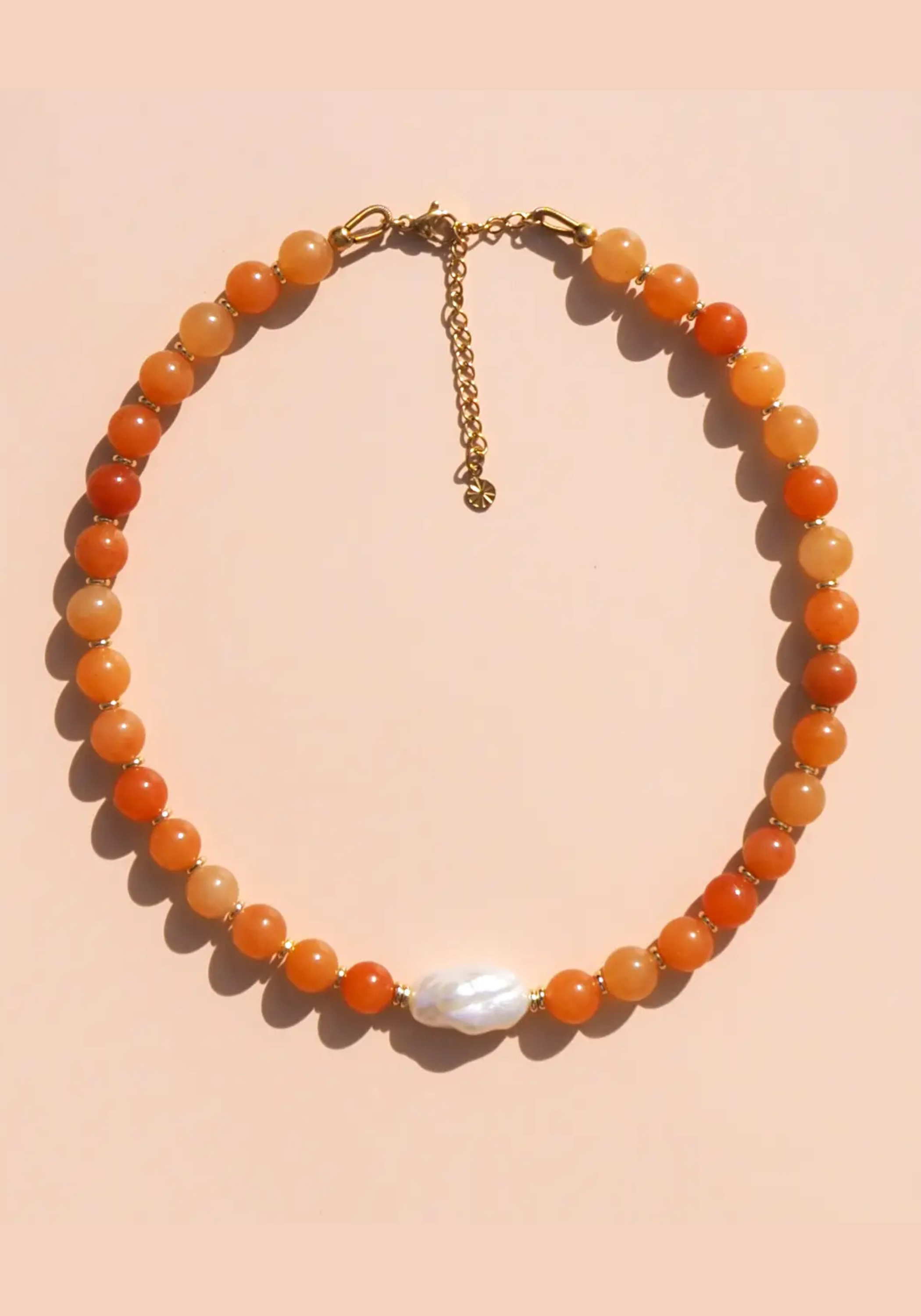 ALESI FRESHWATER KESHI PEARL NECKLACE -  RED AVENTURINE