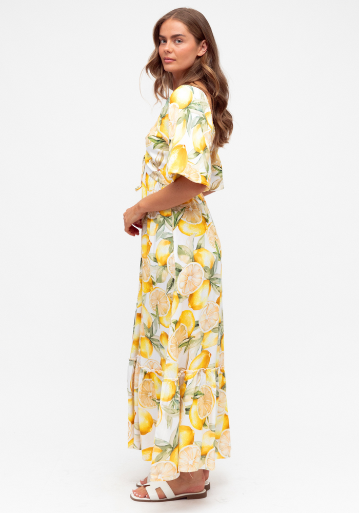 Load image into Gallery viewer, AMALFI MAXI DRESS - LEMON PRINT