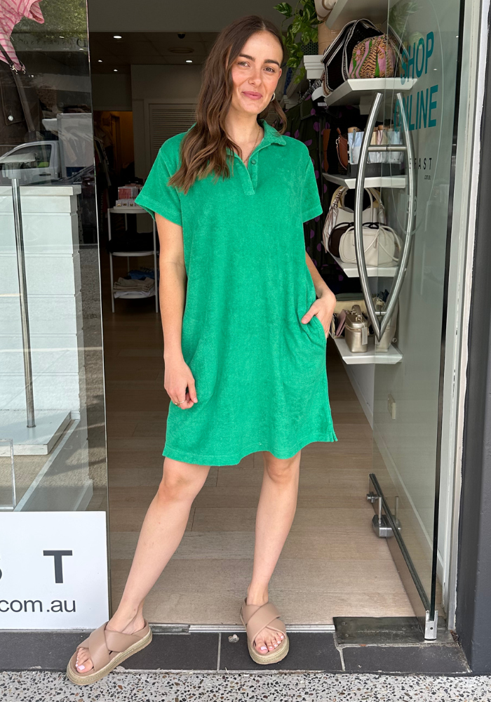 ITAMI TERRY DRESS - EMERALD