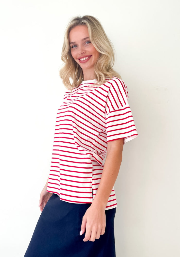 Load image into Gallery viewer, ELENA CLASSIC TEE - RED STRIPE