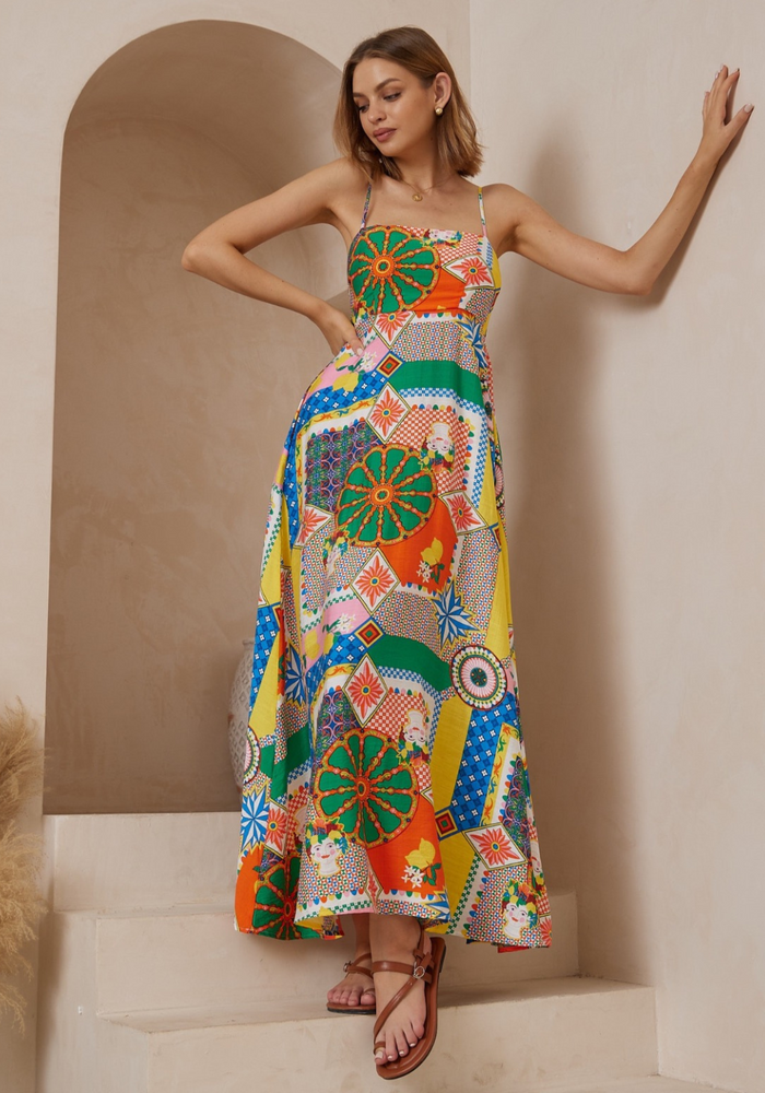 DEVANTE MAXI DRESS - MULTICOLOUR PRINT