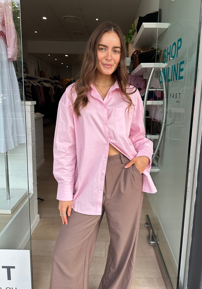 FEATHER + NOISE EVE COTTON SHIRT - PINK