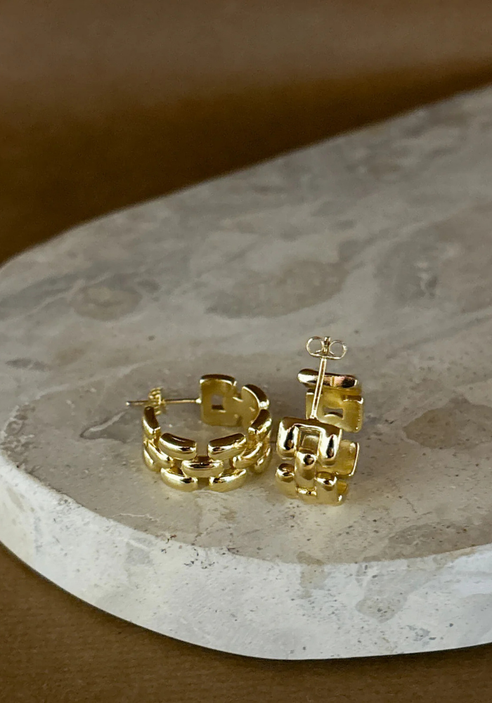 POPCORN CHAIN 18K GOLD PLATED EARRINGS - GOLD