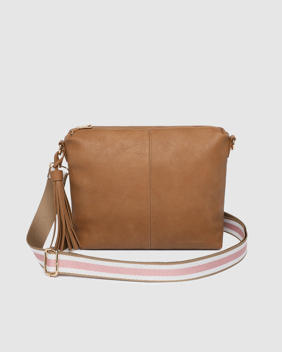 LOUENHIDE KASEY STRIPE CROSSBODY BAG - CAMEL