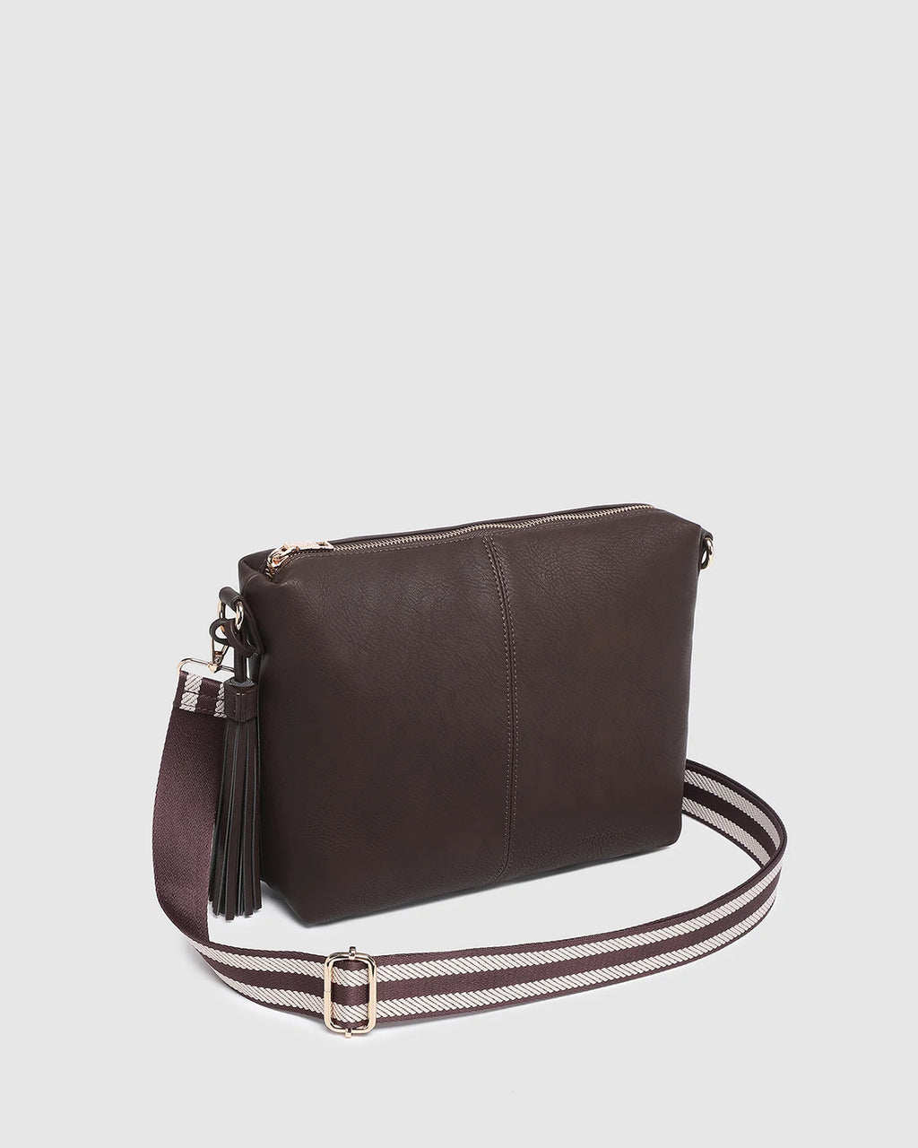 LOUENHIDE DAISY STRIPE CROSSBODY BAG - CHOCOLATE