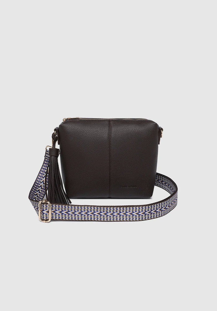 LOUENHIDE KASEY STRIPE CROSSBODY BAG - CHOCOLATE