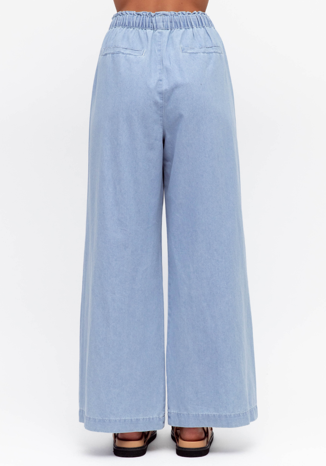 INDIA COTTON WIDE LEG PANTS - CHAMBRAY