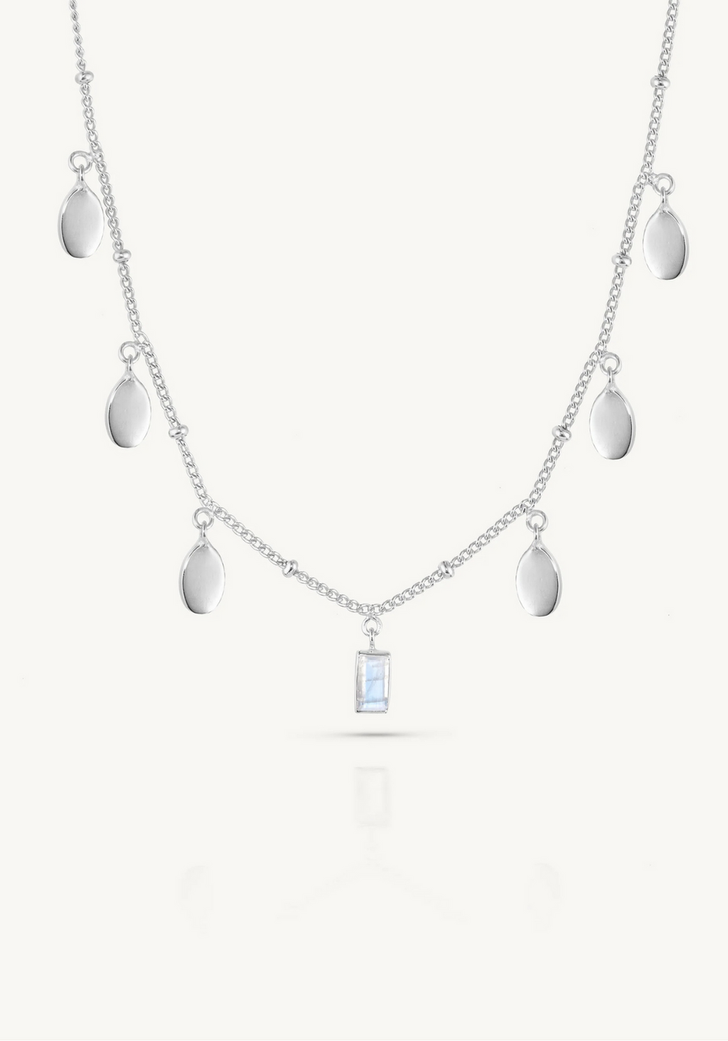 TONI MAY PETAL MOONSTONE NECKLACE - SILVER
