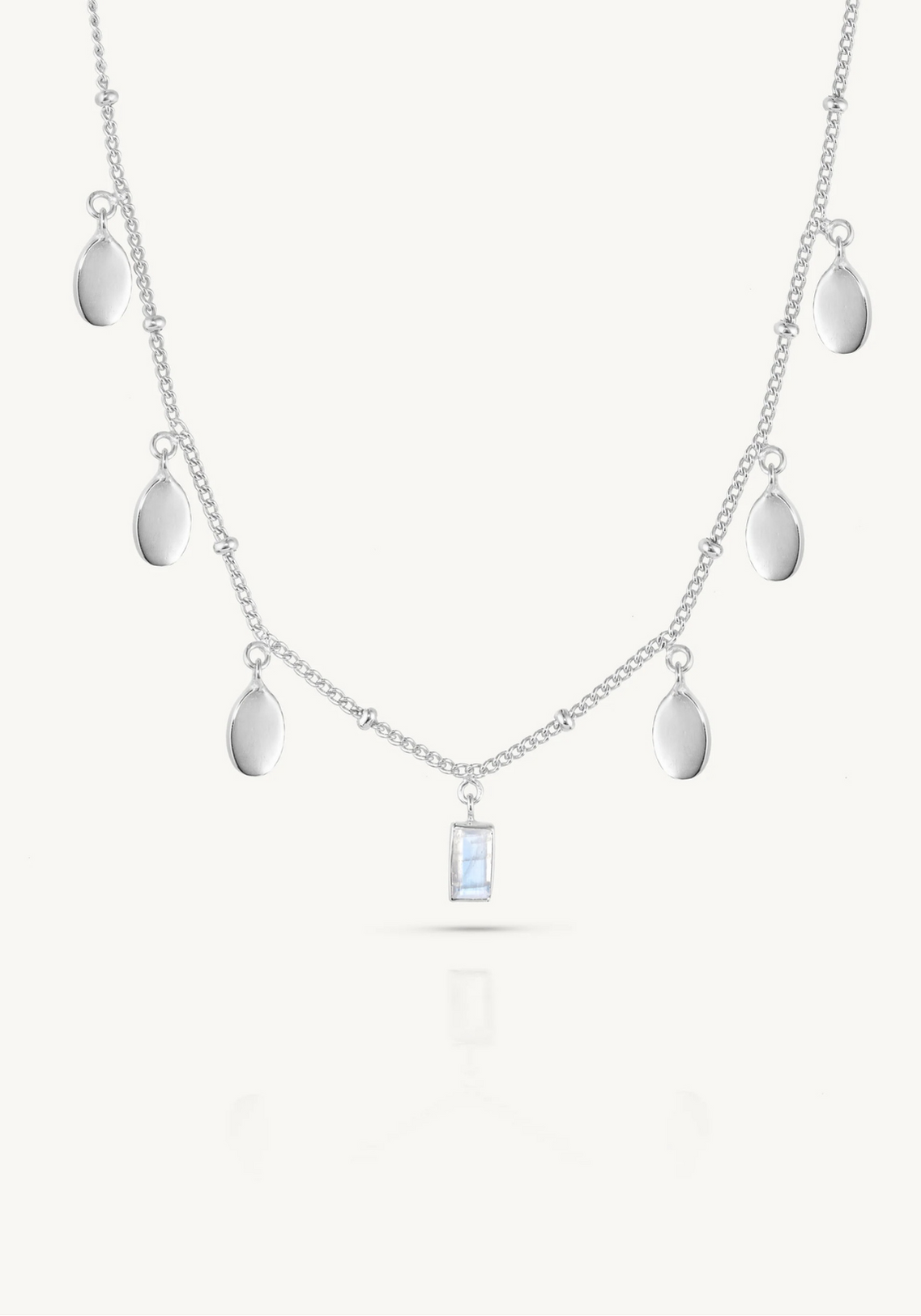 TONI MAY PETAL MOONSTONE NECKLACE - SILVER