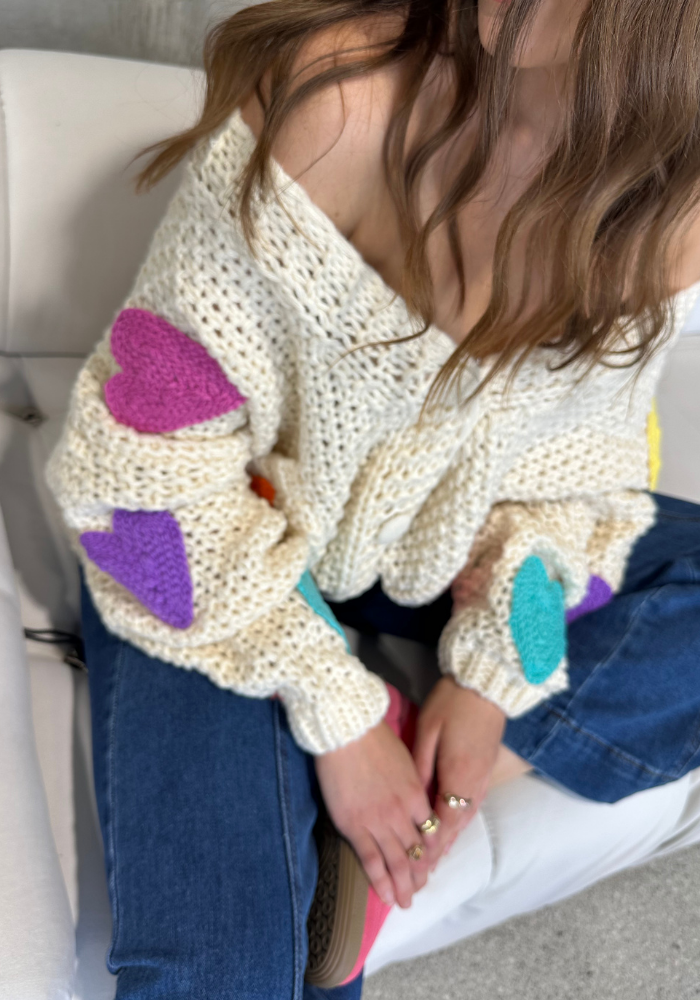 CASSIA HEART CARDIGAN - CREAM