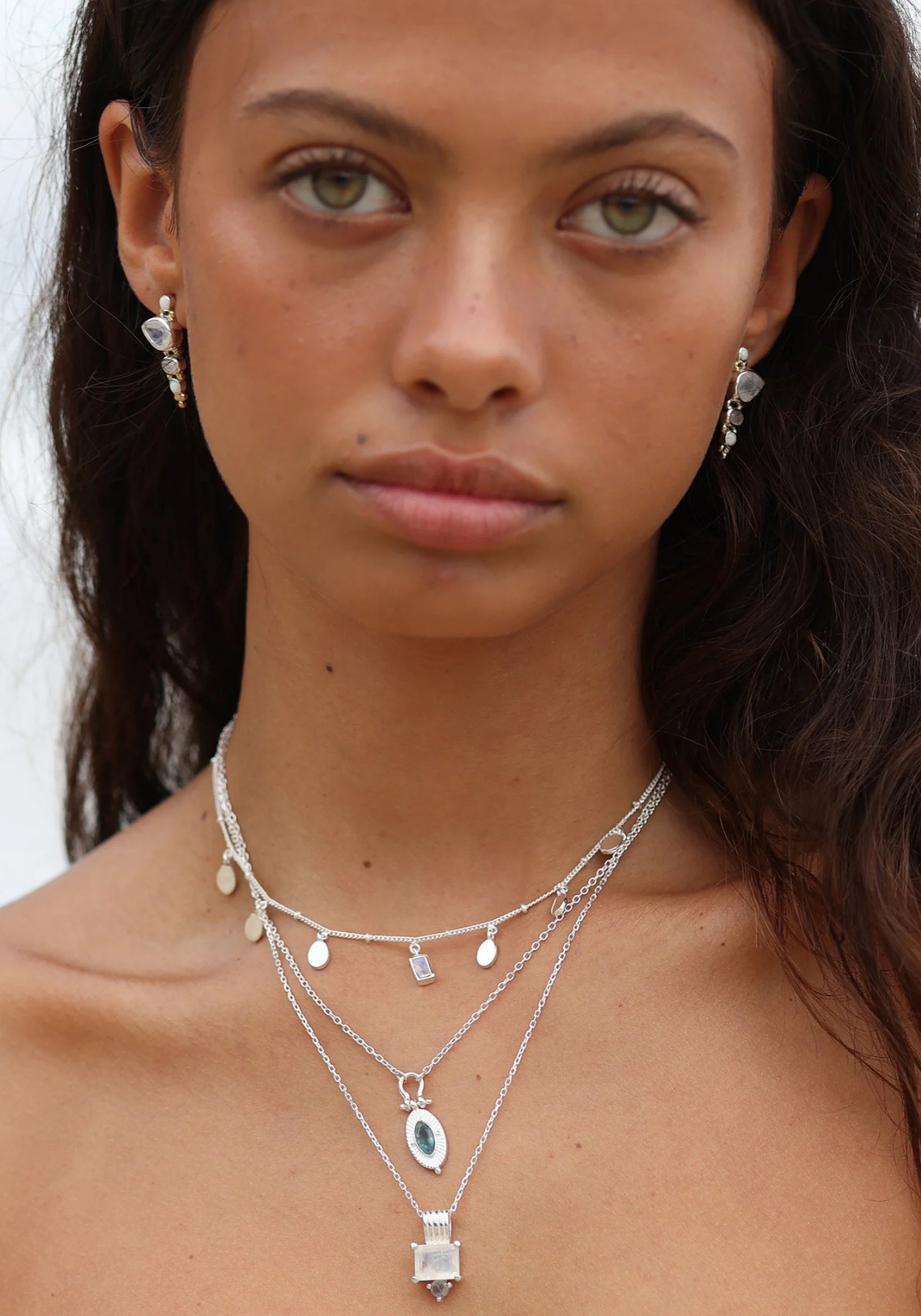 TONI MAY PETAL MOONSTONE NECKLACE - SILVER