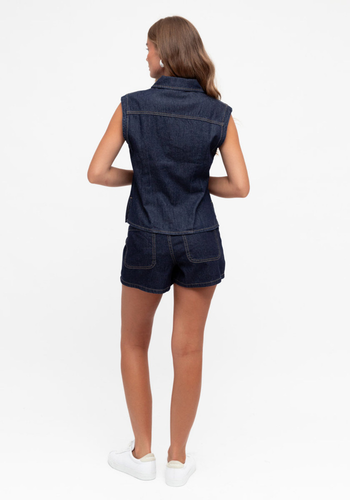 Load image into Gallery viewer, REAGAN DENIM SKORT - DARK INDIGO