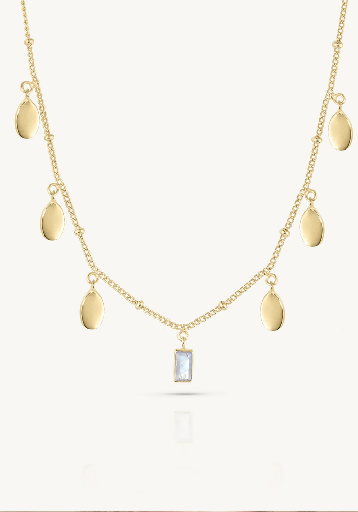 Load image into Gallery viewer, TONI MAY PETAL MOONSTONE NECKLACE - GOLD