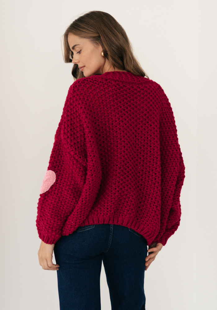 CASSIA HEART CARDIGAN - RED