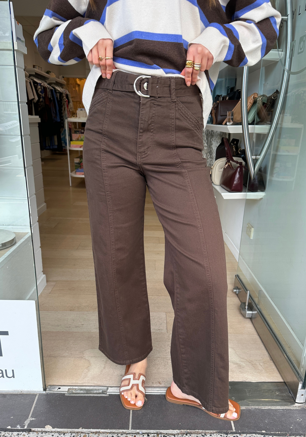 ADORNE ADELE WIDE LEG JEAN - CHOCOLATE