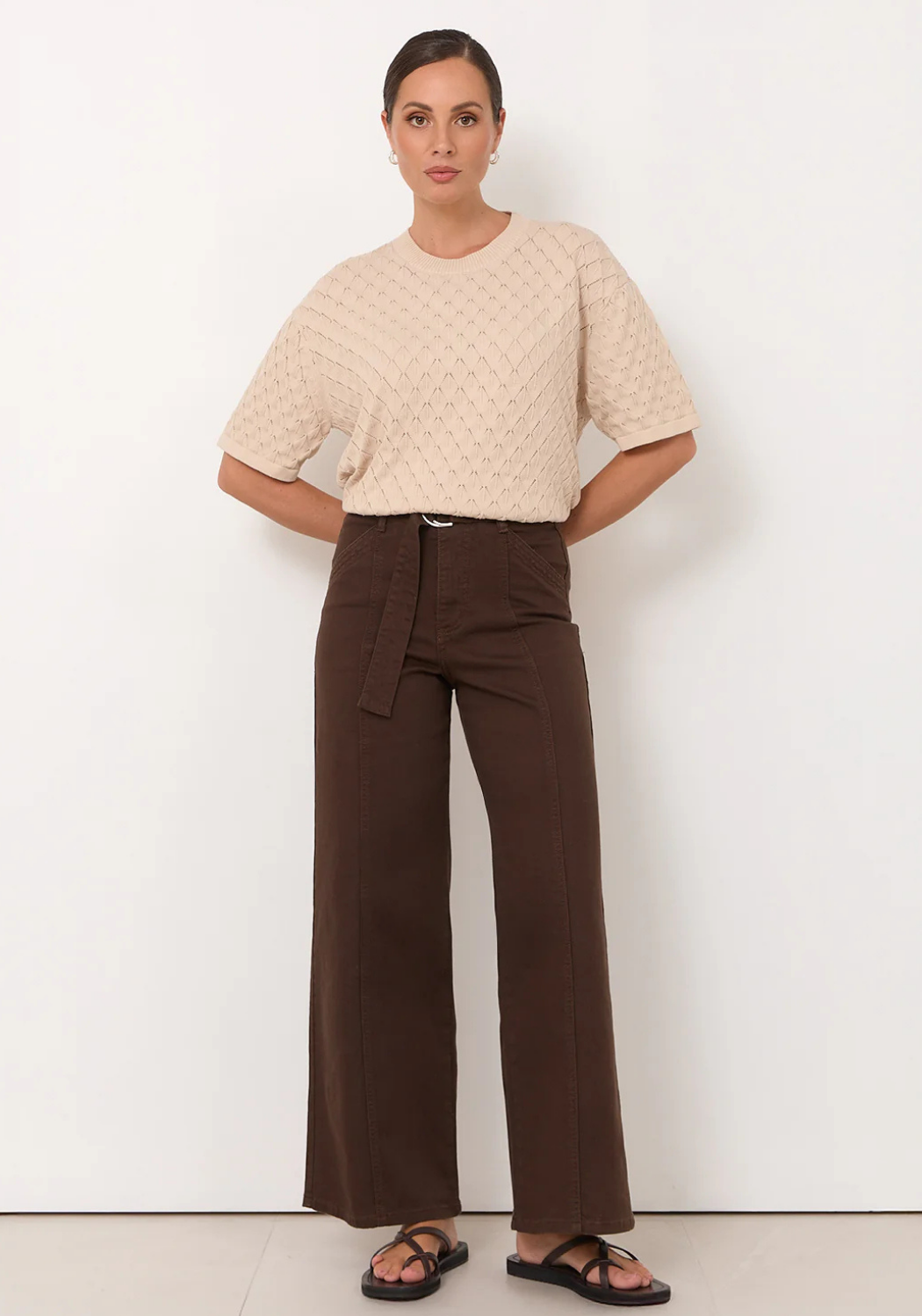 ADORNE ADELE WIDE LEG JEAN - CHOCOLATE