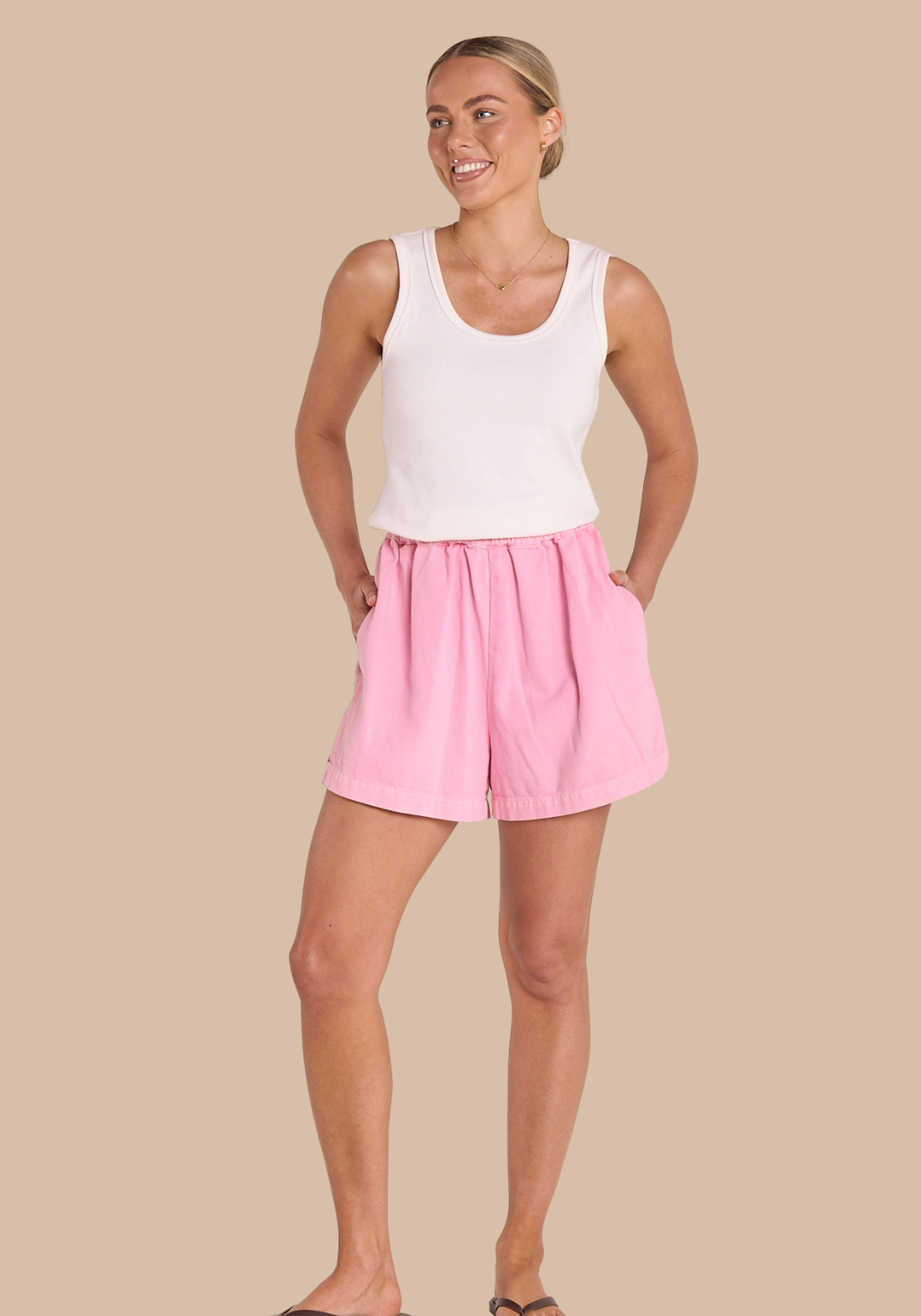 FEATHER + NOISE ARLO DENIM SHORT - PINK