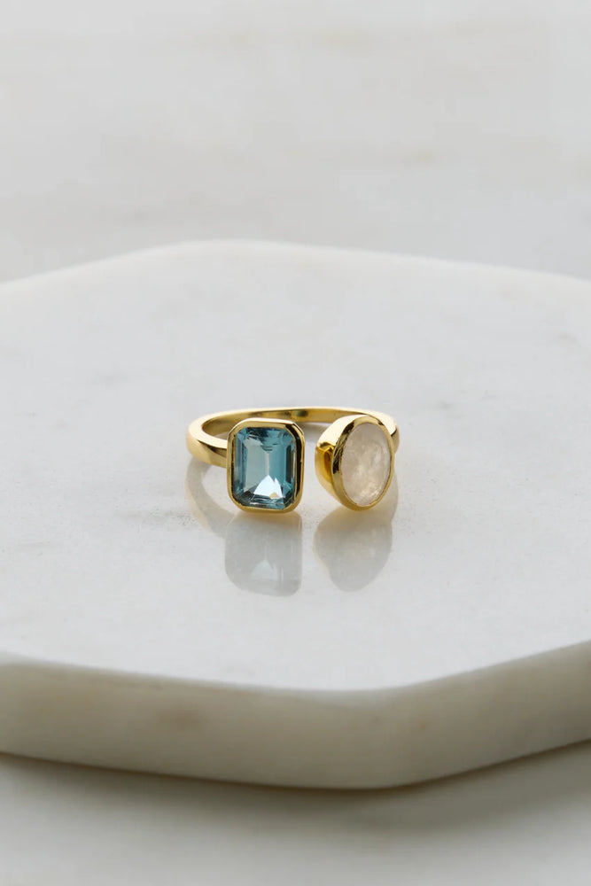 Load image into Gallery viewer, ZAFINO SKYLAR RING - MOONSTONE/ BLUE TOPAZ