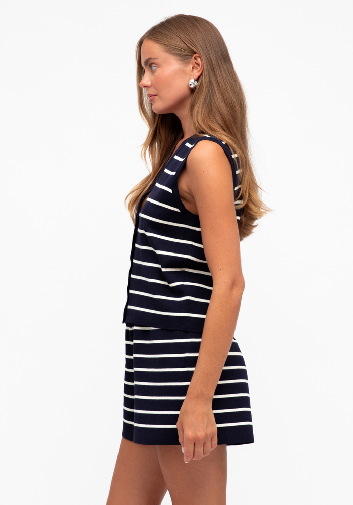 Load image into Gallery viewer, ZURI KNIT SET - NAVY &amp; WHITE STRIPE