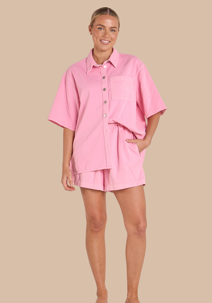 FEATHER + NOISE ARLO DENIM SHORT - PINK