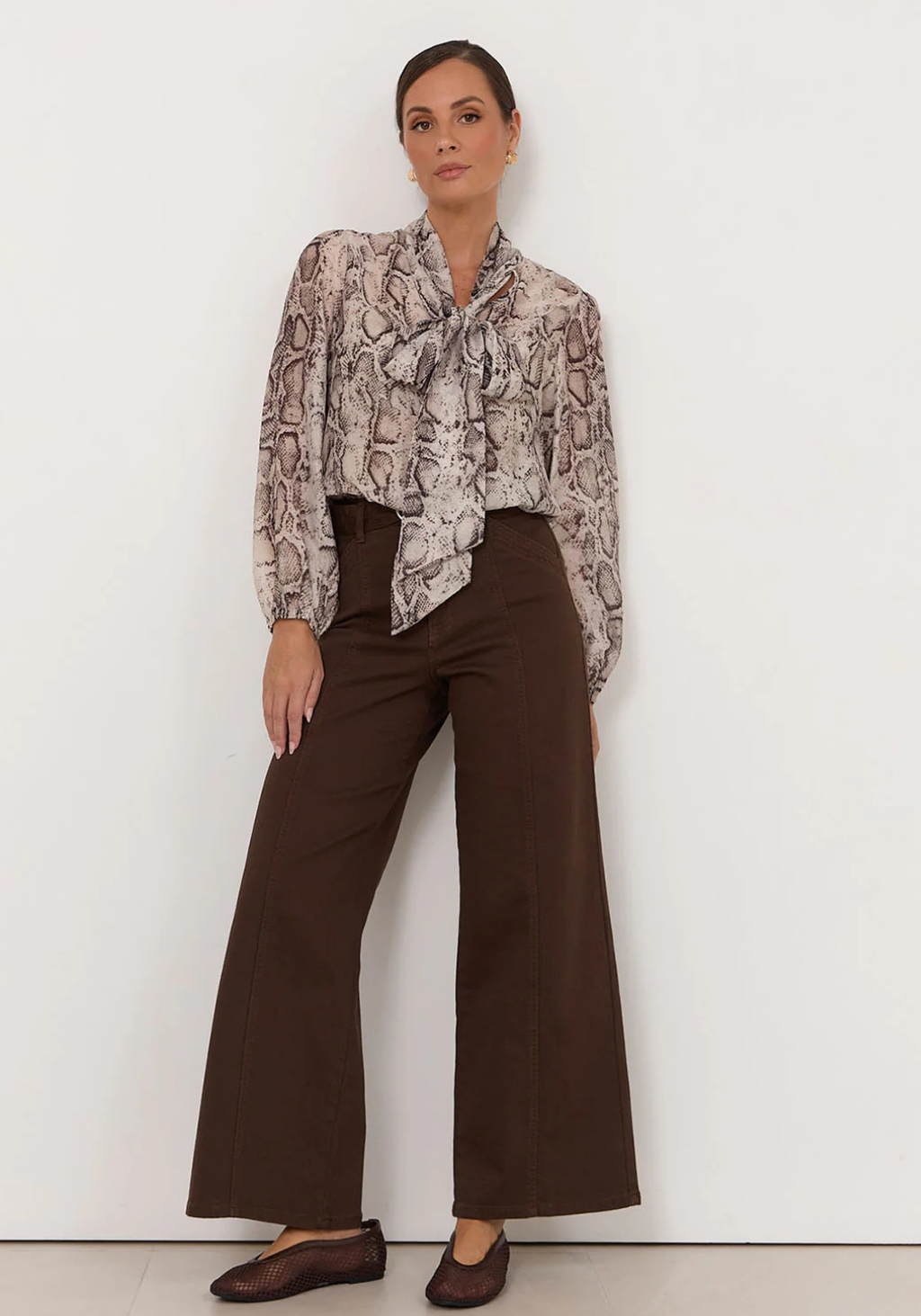 ADORNE ADELE WIDE LEG JEAN - CHOCOLATE