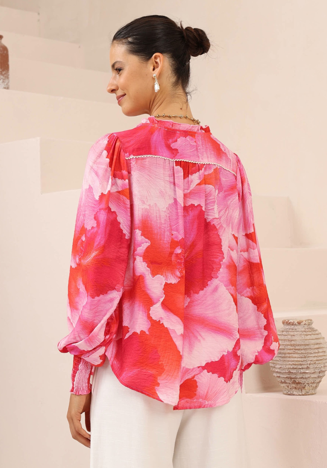 OLIVIA BLOUSE - PINK PRINT
