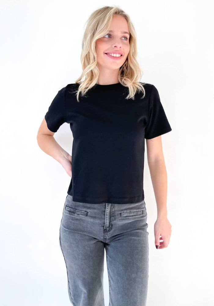 FALLON CROPPED BOXY TEE - BLACK