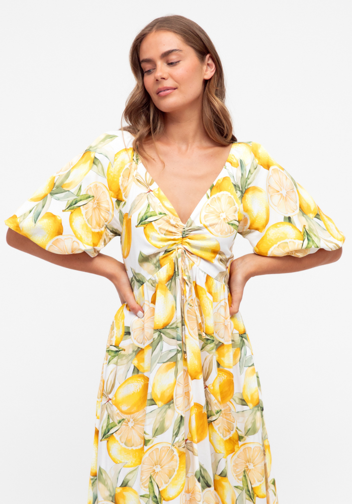 Load image into Gallery viewer, AMALFI MAXI DRESS - LEMON PRINT