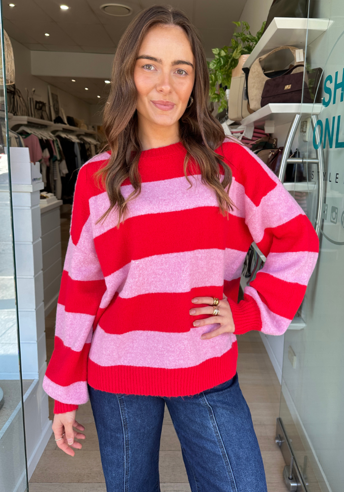 SAMMY STRIPE KNIT - PINK & RED