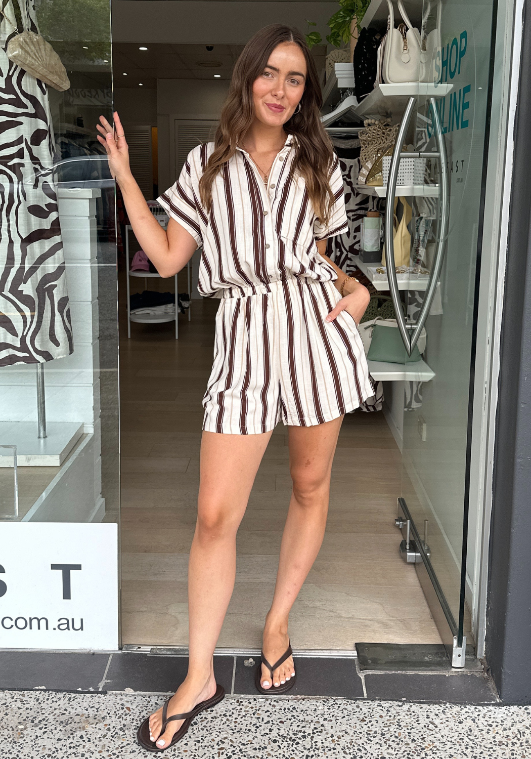 MARLOWE PLAYSUIT - LINE MOTION PRINT