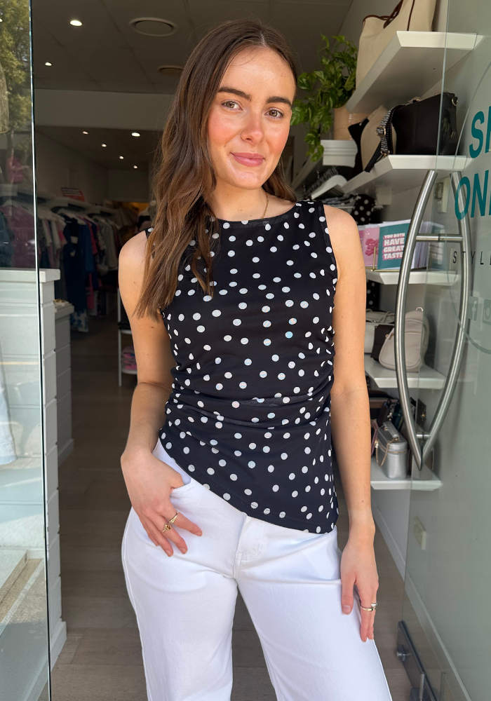 JEMMA FITTED MESH TANK - BLACK SPOT