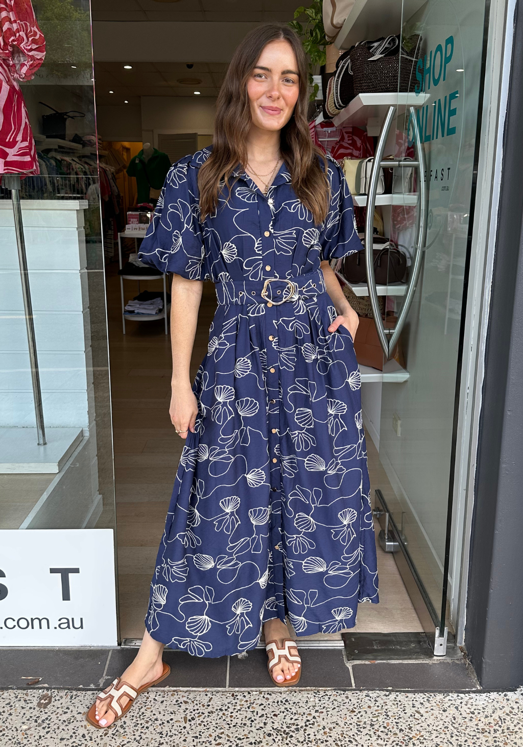 FAYE MAXI DRESS - NAVY & WHITE EMBROIDERY