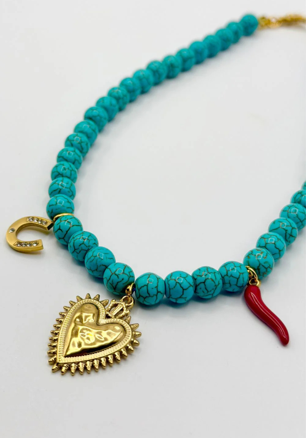MOSK MELBOURNE LUCKY HEARTS CLUB NECKLACE - TURQUOISE