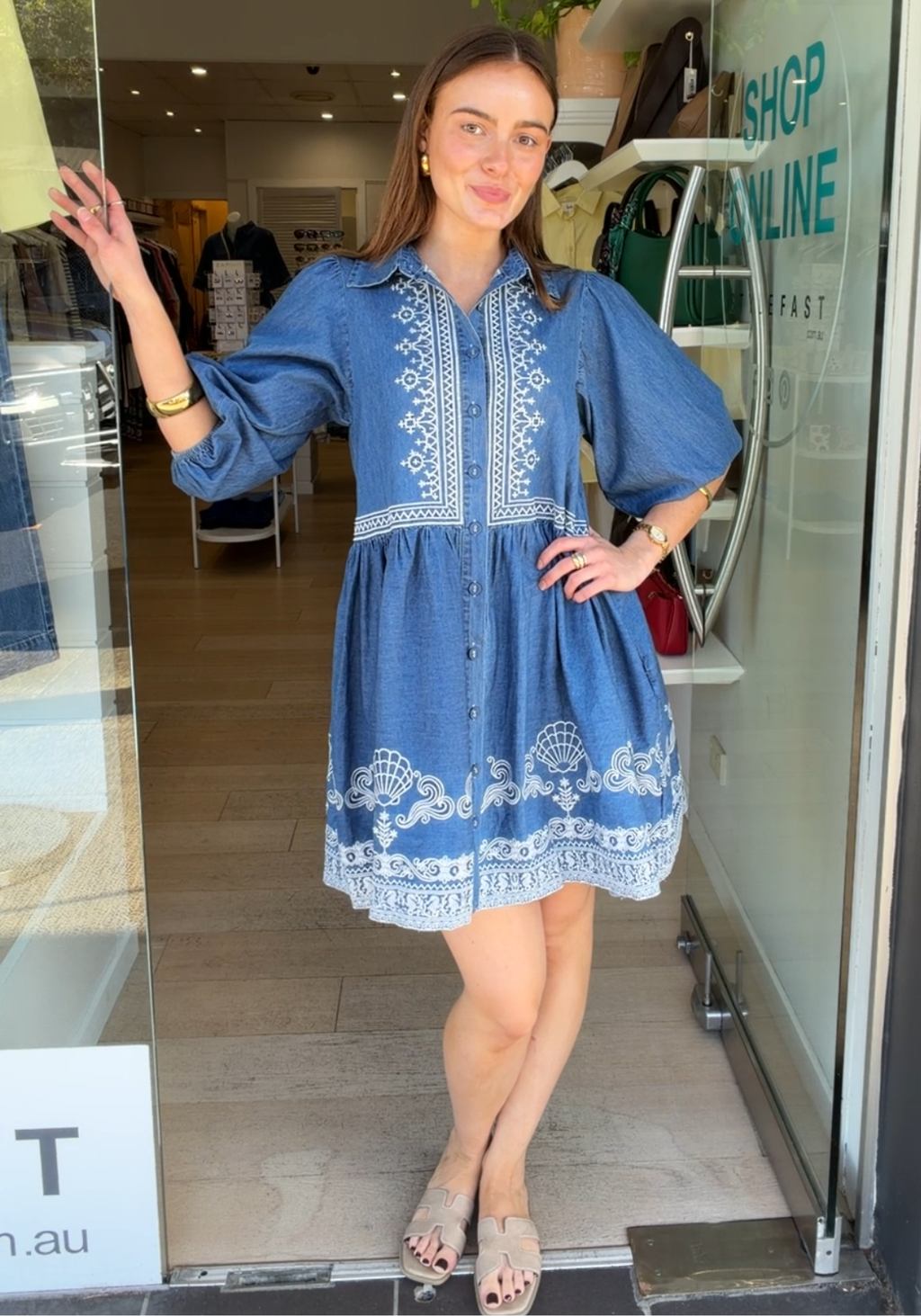 ZOE MINI DRESS - CHAMBRAY