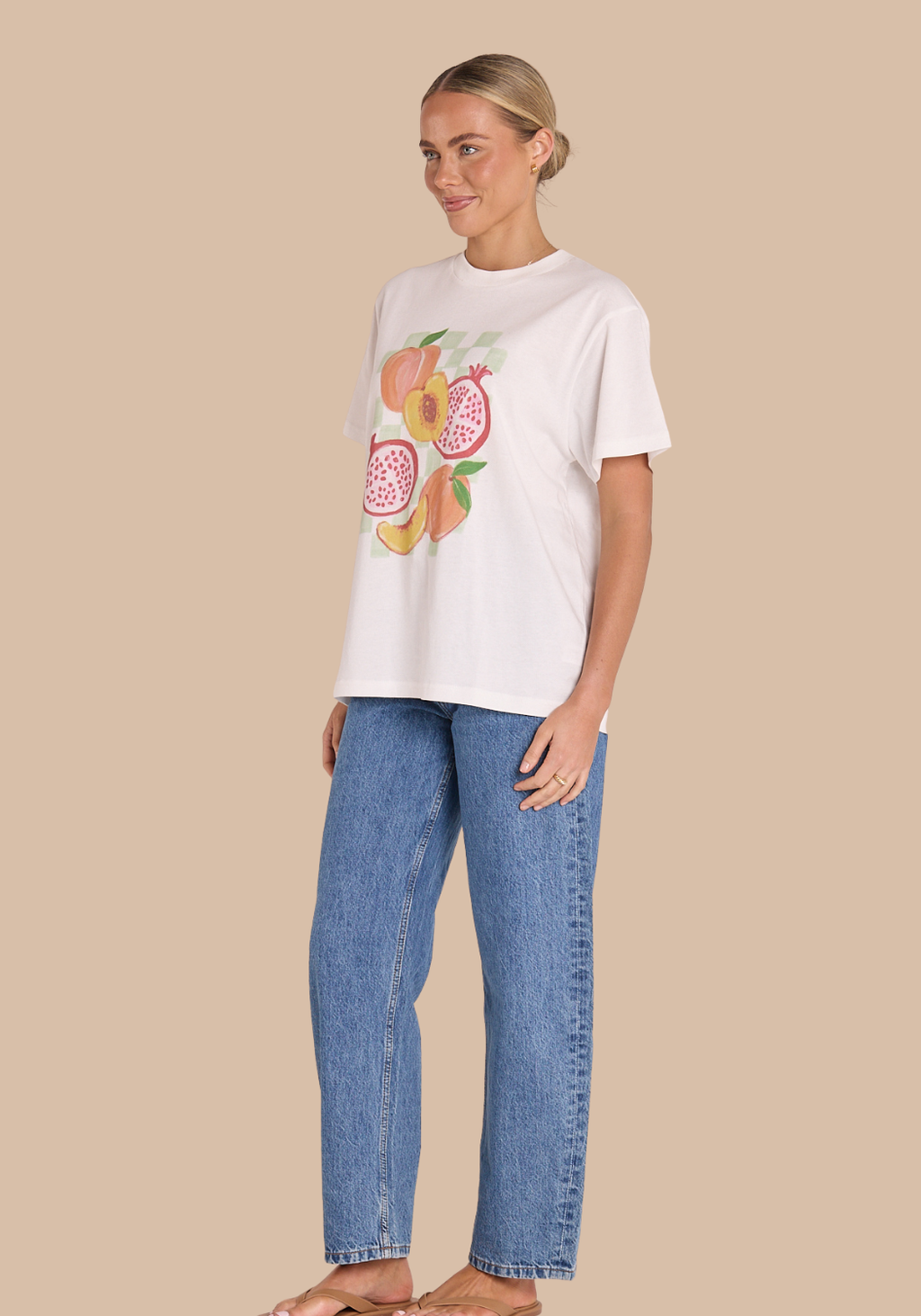 FEATHER + NOISE POMEGRANATE GRAPHIC TEE - WHITE