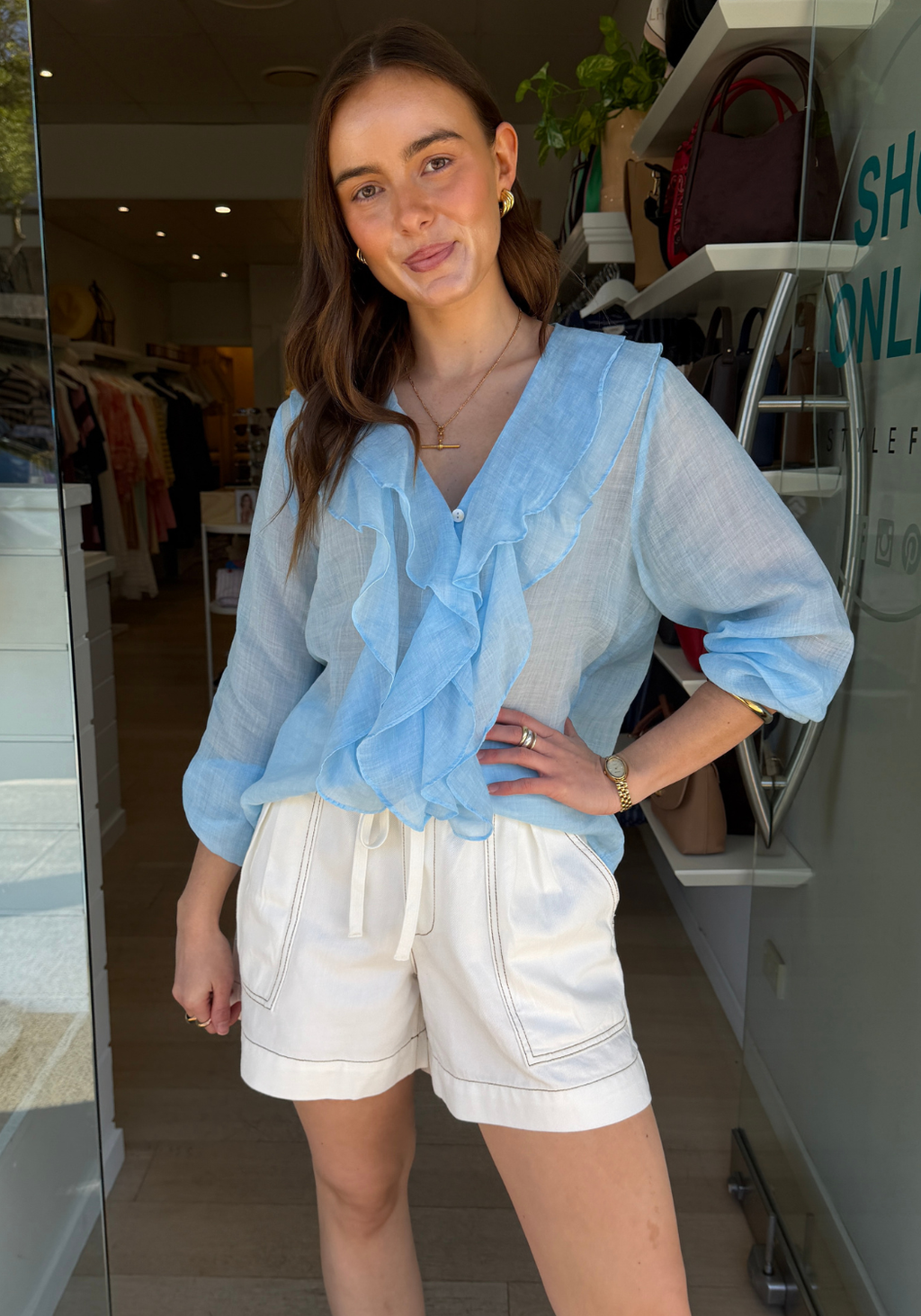 AESHA BLOUSE - ICE BLUE
